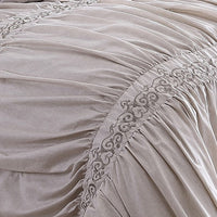 Rue 8 Piece Queen Size Comforter Set, Microfiber, Pleated Design, Beige - BM284442