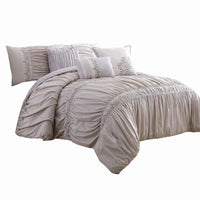 Rue 8 Piece King Size Comforter Set, Microfiber, Pleated Design, Beige - BM284443