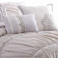 Rue 8 Piece King Size Comforter Set, Microfiber, Pleated Design, Beige - BM284443