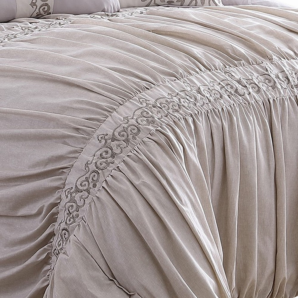 Rue 8 Piece King Size Comforter Set, Microfiber, Pleated Design, Beige - BM284443