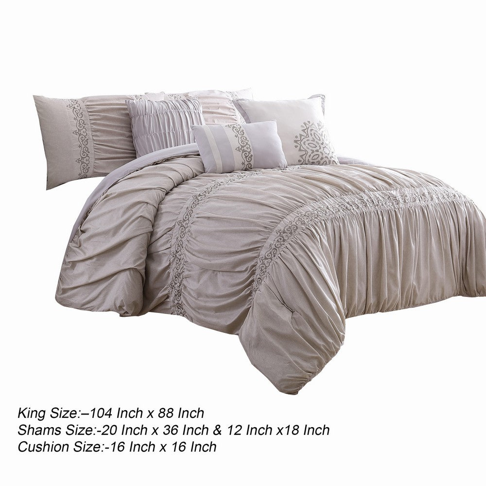 Rue 8 Piece King Size Comforter Set, Microfiber, Pleated Design, Beige - BM284443