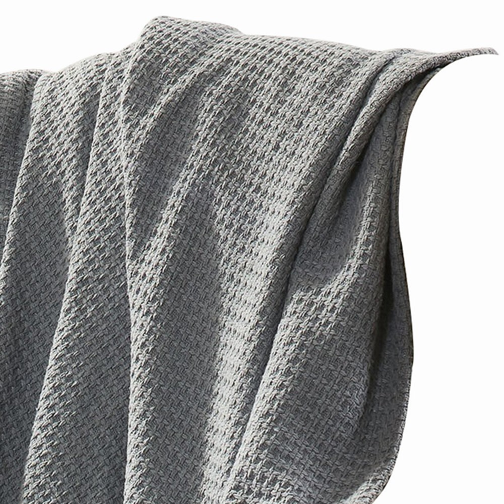 Nyx Twin Size Ultra Soft Cotton Thermal Blanket, Textured, Charcoal Gray - BM284444