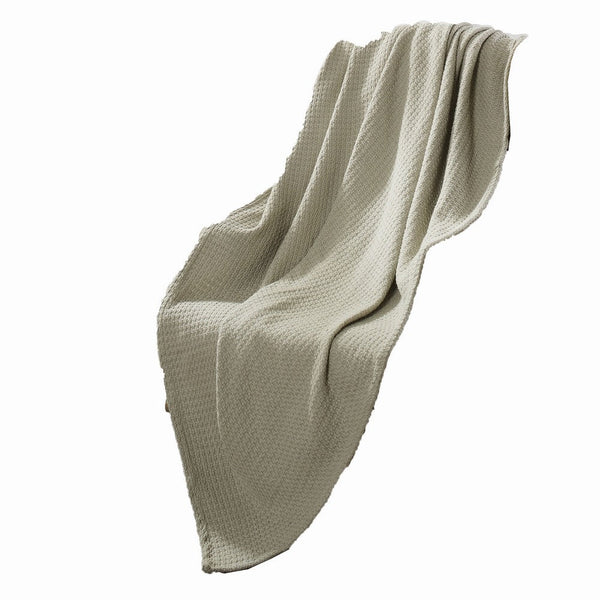 Nyx Twin Size Ultra Soft Cotton Thermal Blanket, Textured Feel, Beige - BM284446