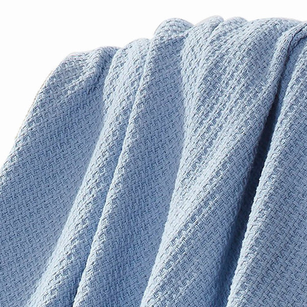 Nyx Queen Size Ultra Soft Cotton Thermal Blanket, Textured Feel, Blue - BM284455