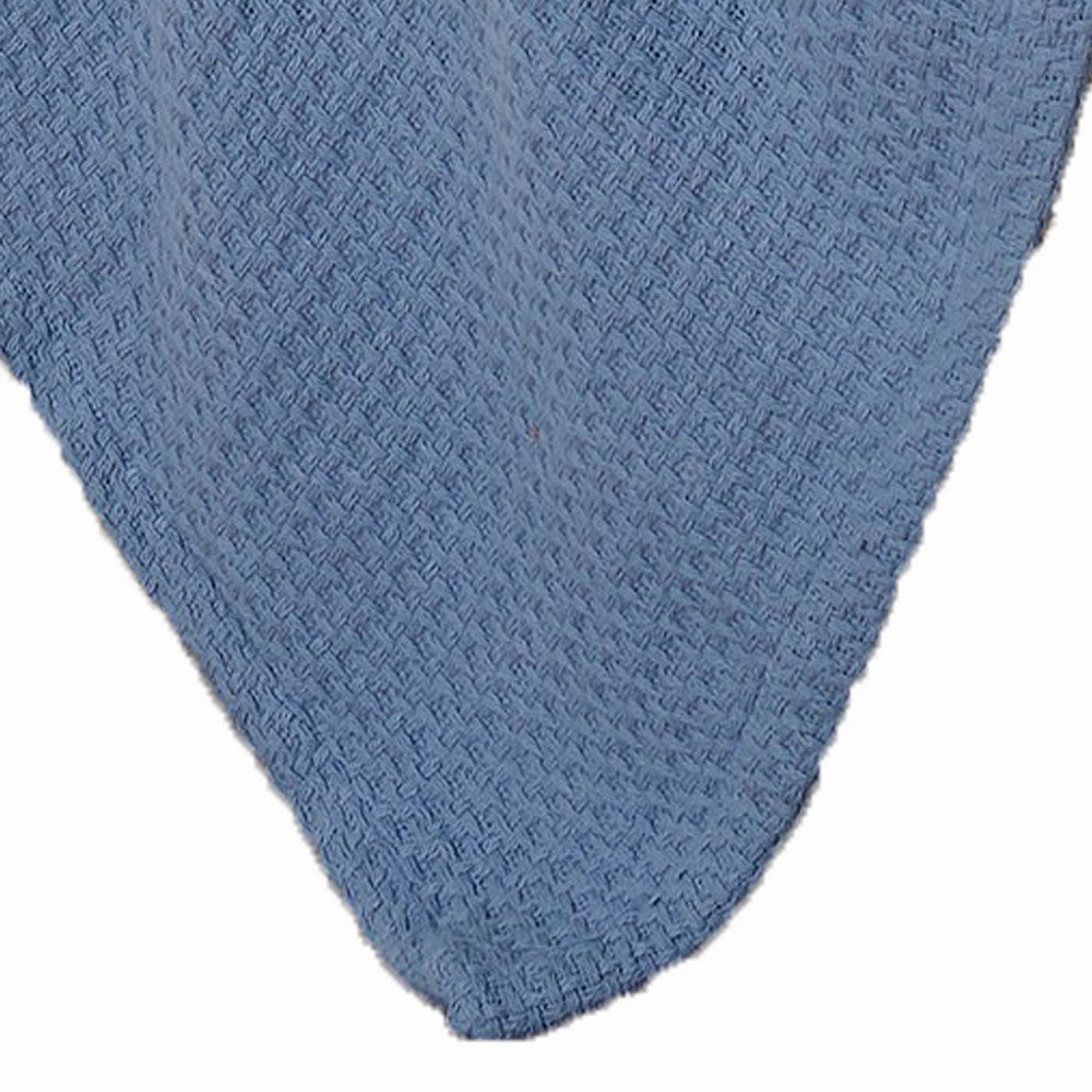 Nyx Queen Size Ultra Soft Cotton Thermal Blanket, Textured Feel, Blue - BM284455