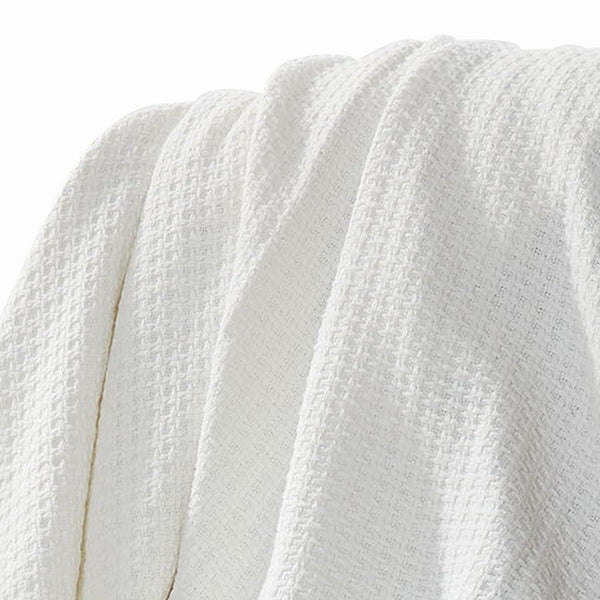 Nyx Queen Size Ultra Soft Cotton Thermal Blanket, Textured Feel, White - BM284456