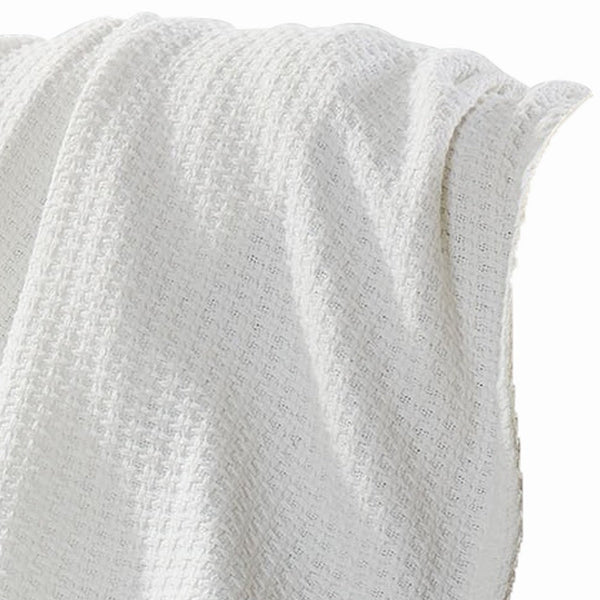 Nyx King Size Ultra Soft Cotton Thermal Blanket, Textured Feel, White - BM284462