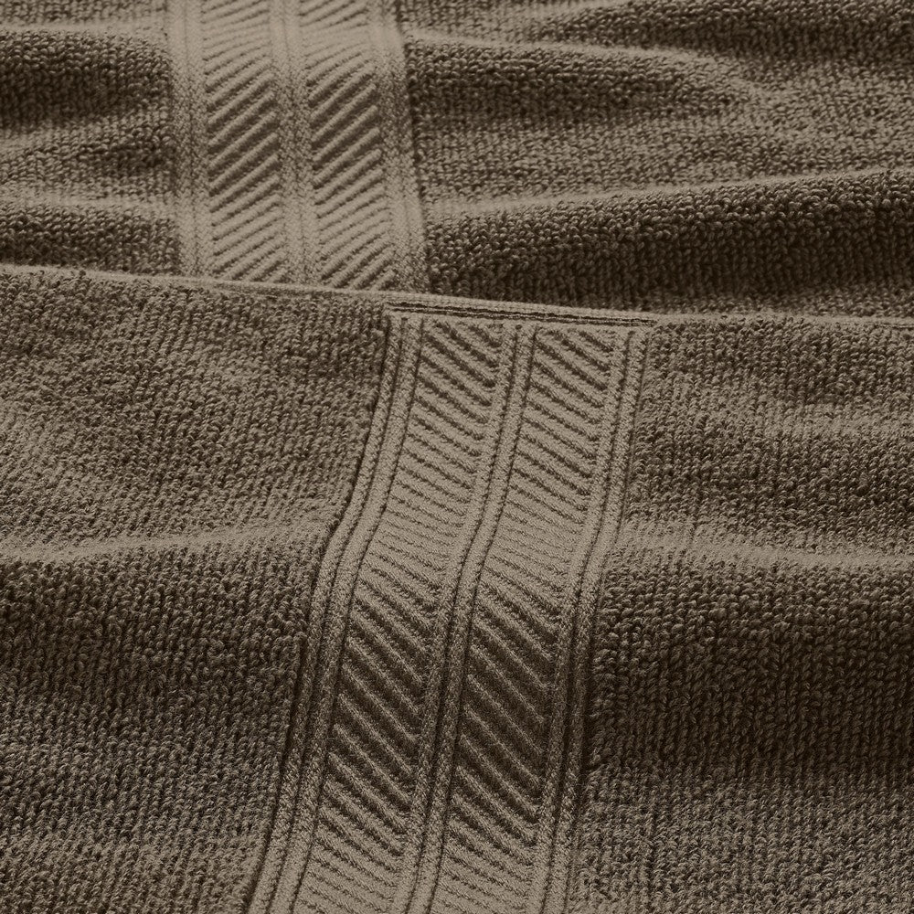 Bev Modern 6 Piece Cotton Towel Set, Jacquard Filigree Pattern, Taupe Brown - BM284466