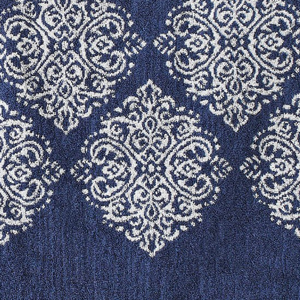 Eula Modern 6 Piece Cotton Towel Set, Stylish Damask Pattern, Deep Blue - BM284473