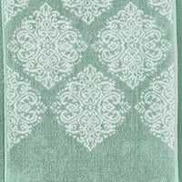 Eula Modern 6 Piece Cotton Towel Set, Stylish Damask Pattern, Sage Green - BM284474