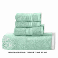 Eula Modern 6 Piece Cotton Towel Set, Stylish Damask Pattern, Sage Green - BM284474