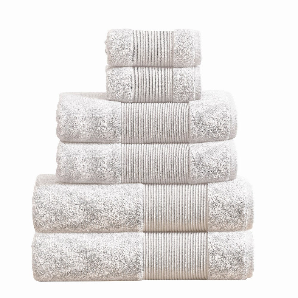 Indy Modern 6 Piece Cotton Towel Set, Softly Textured Design, Crisp White - BM284476