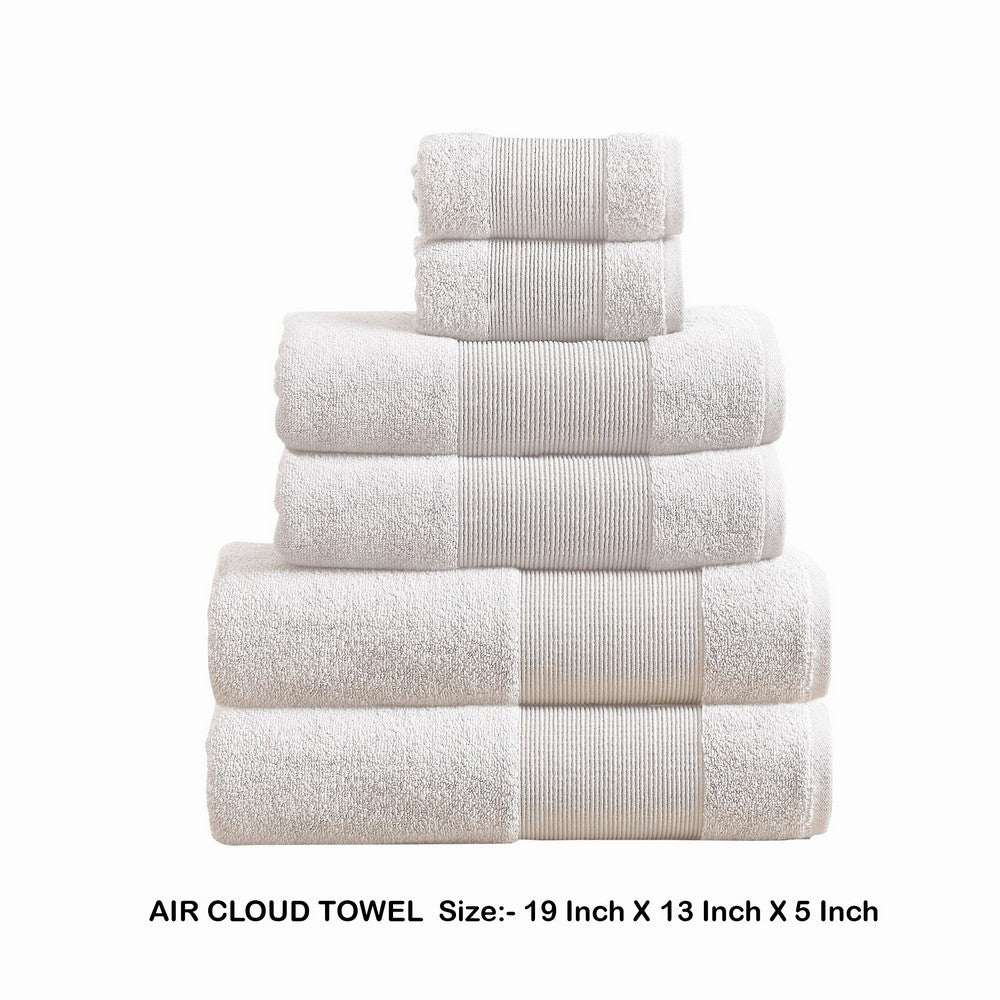 Indy Modern 6 Piece Cotton Towel Set, Softly Textured Design, Crisp White - BM284476