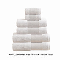 Indy Modern 6 Piece Cotton Towel Set, Softly Textured Design, Crisp White - BM284476