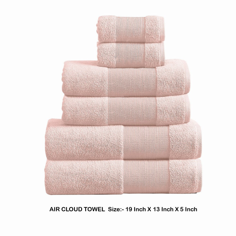 Indy Modern 6 Piece Cotton Towel Set, Softly Textured Design, Peach Blush - BM284477