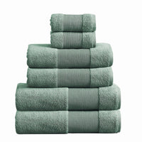 Indy Modern 6 Piece Cotton Towel Set, Softly Textured Design, Turquoise - BM284478