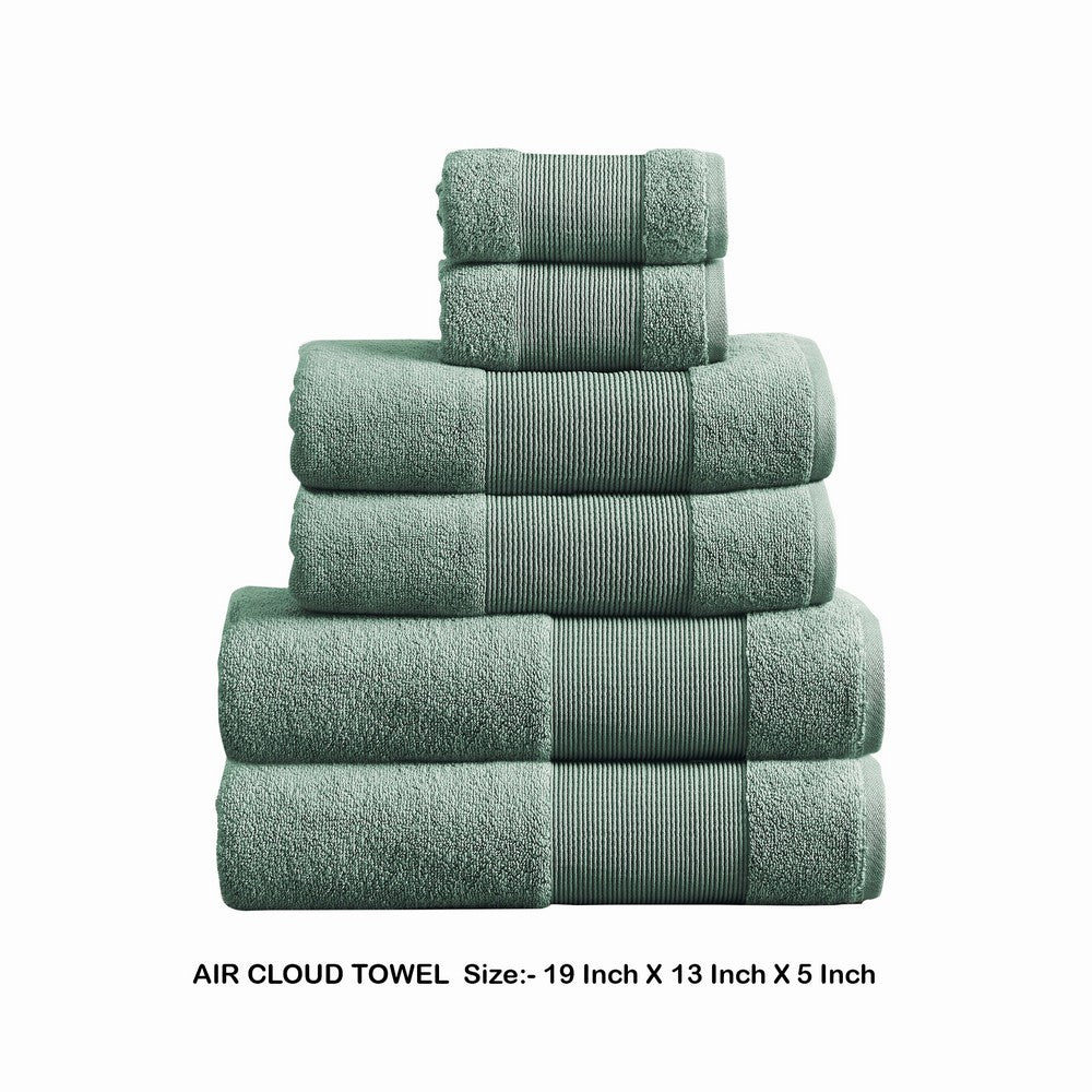 Indy Modern 6 Piece Cotton Towel Set, Softly Textured Design, Turquoise - BM284478