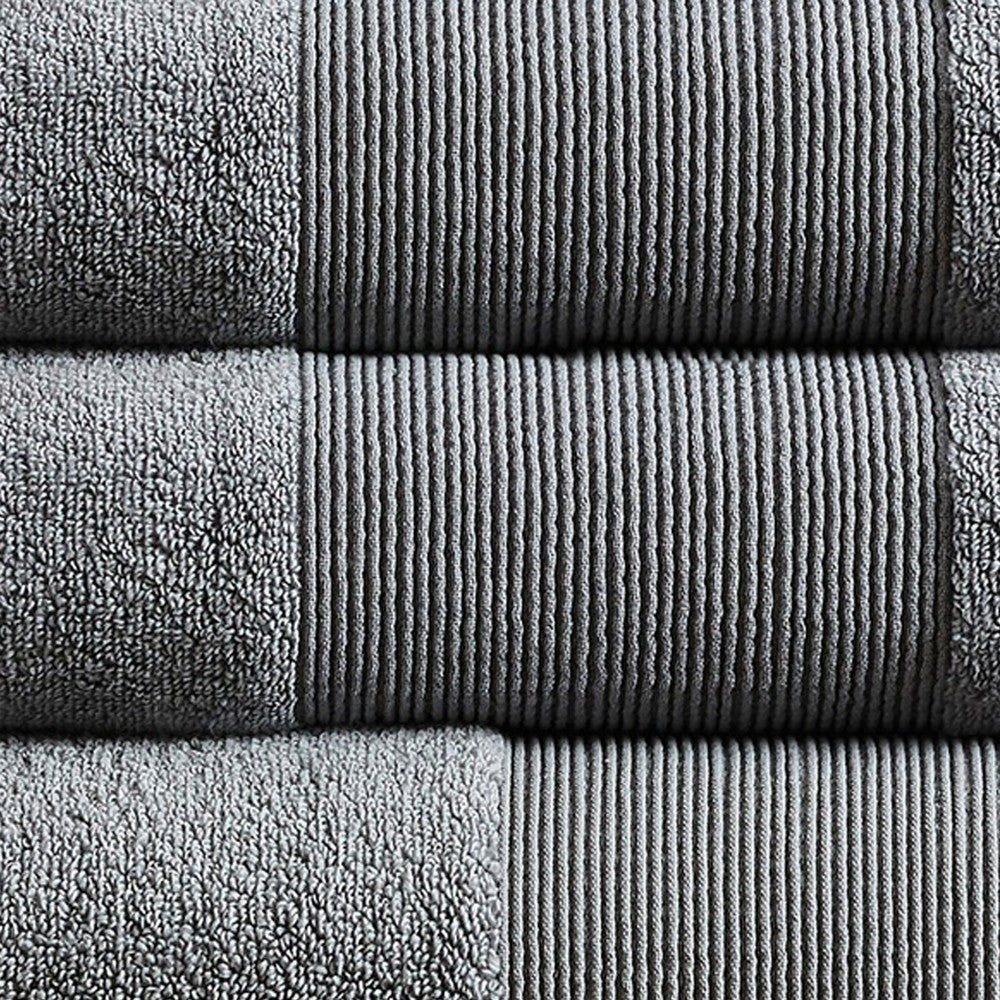 Indy Modern 6 Piece Cotton Towel Set, Softly Textured Design, Dark Gray - BM284479