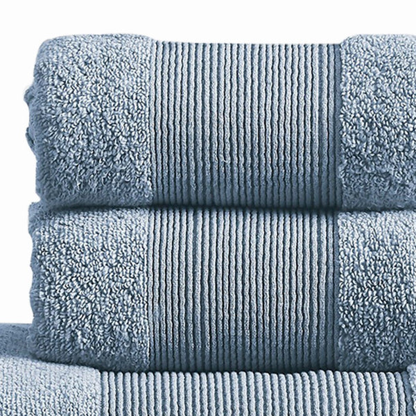 Indy Modern 6 Piece Cotton Towel Set, Softly Textured Design, Slate Blue - BM284480