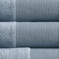 Indy Modern 6 Piece Cotton Towel Set, Softly Textured Design, Slate Blue - BM284480