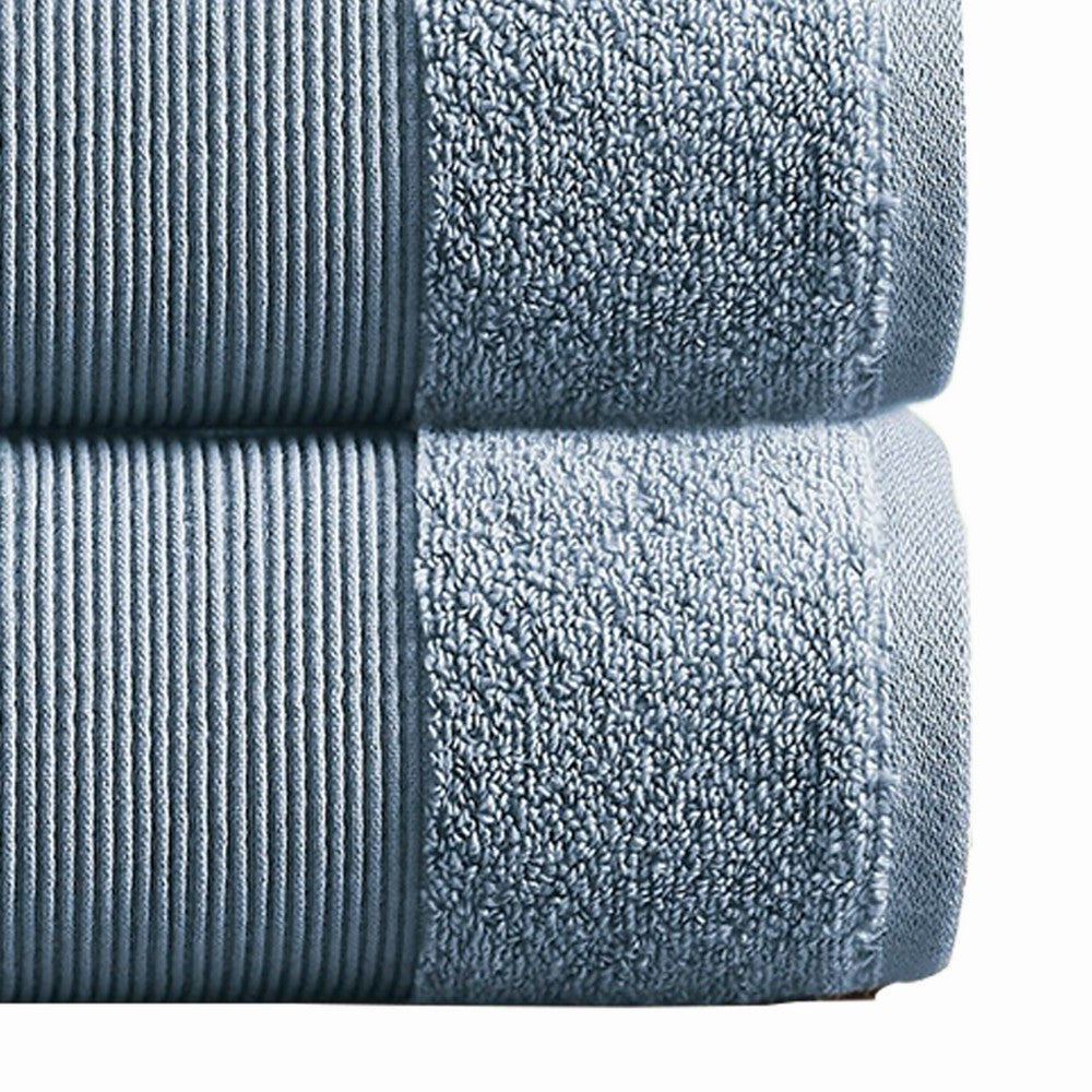Indy Modern 6 Piece Cotton Towel Set, Softly Textured Design, Slate Blue - BM284480