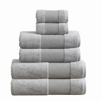 Indy Modern 6 Piece Cotton Towel Set, Softly Textured Design, Light Gray - BM284482