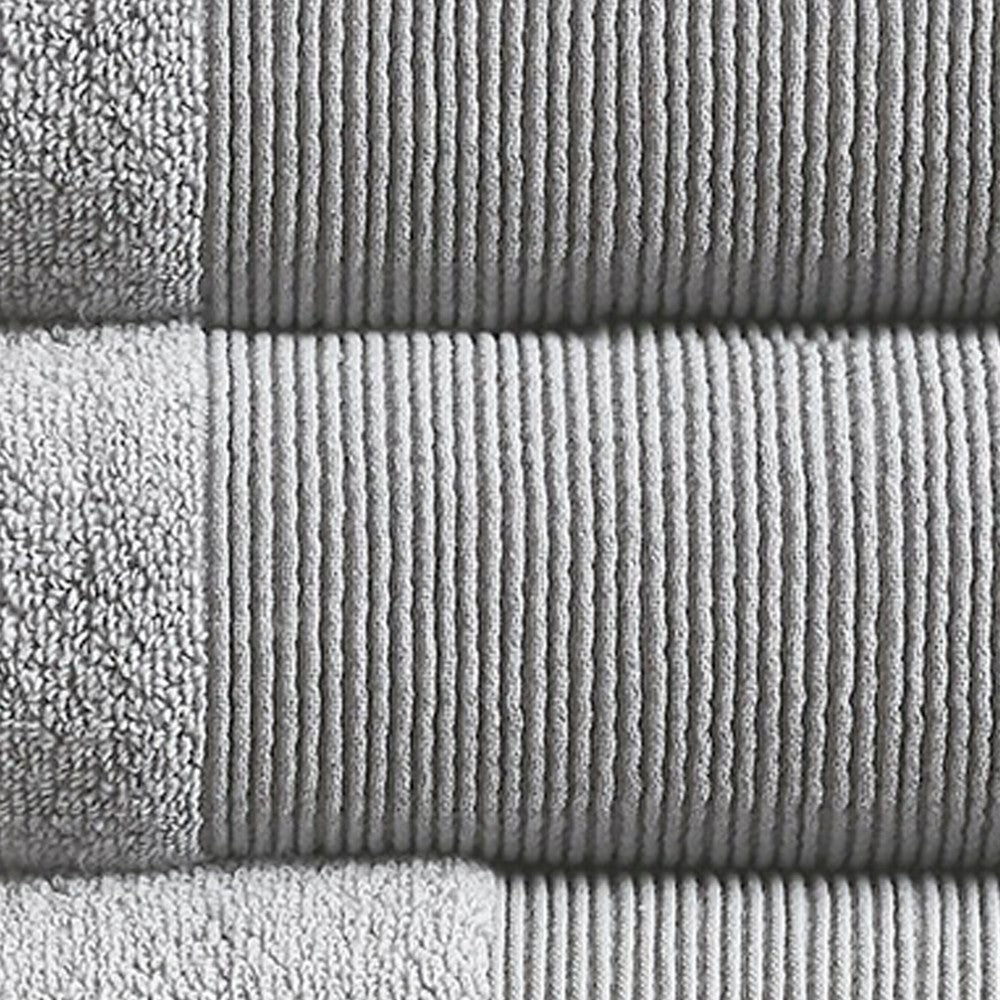 Indy Modern 6 Piece Cotton Towel Set, Softly Textured Design, Light Gray - BM284482