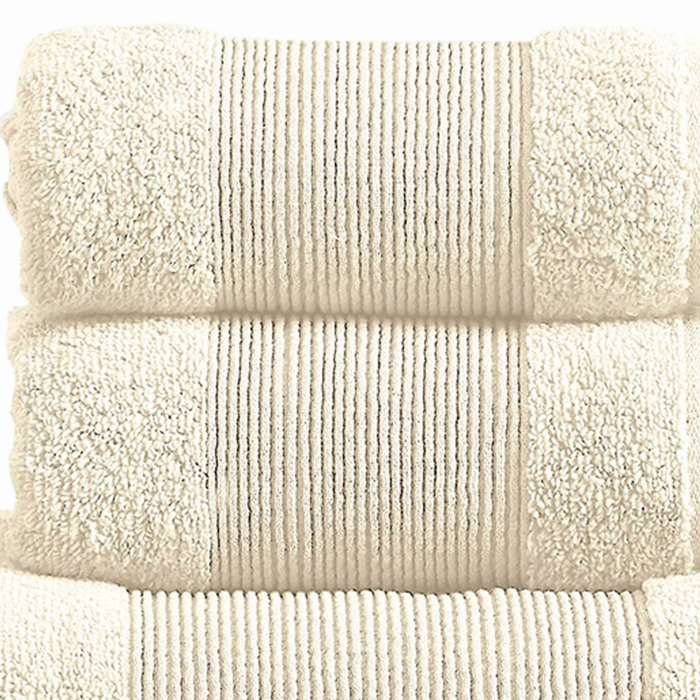 Indy Modern 6 Piece Cotton Towel Set, Softly Textured Design, Creamy White - BM284483