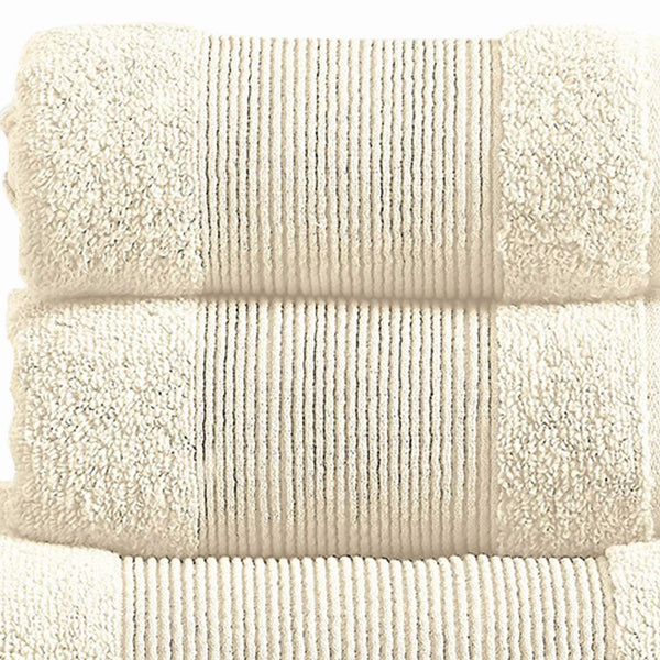 Indy Modern 6 Piece Cotton Towel Set, Softly Textured Design, Creamy White - BM284483