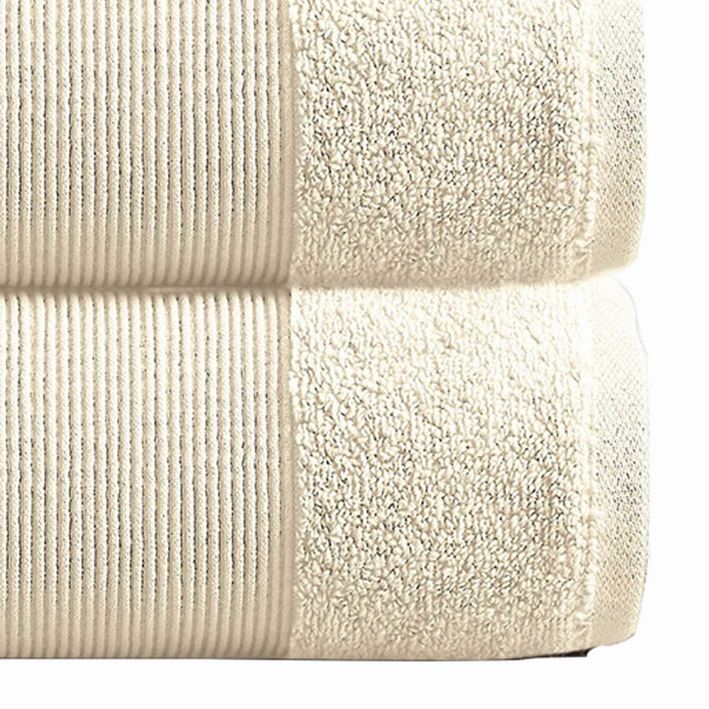 Indy Modern 6 Piece Cotton Towel Set, Softly Textured Design, Creamy White - BM284483