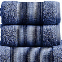 Indy Modern 6 Piece Cotton Towel Set, Softly Textured Design, Deep Blue - BM284484