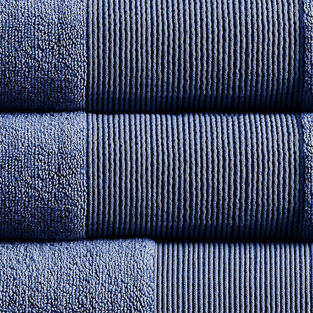 Indy Modern 6 Piece Cotton Towel Set, Softly Textured Design, Deep Blue - BM284484