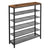 Ann 43 Inch Entryway Shoe Rack, 5 Metal Shelves, Wood Panels, Rustic Brown - BM284555