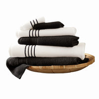 Dana 6 Piece Soft Egyptian  Cotton Towel Set, Stripes, Black, White - BM284580