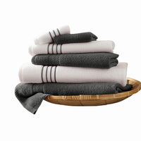 Dana 6 Piece Soft Egyptian Cotton Towel Set, Stripe Pattern, Gray White - BM284581