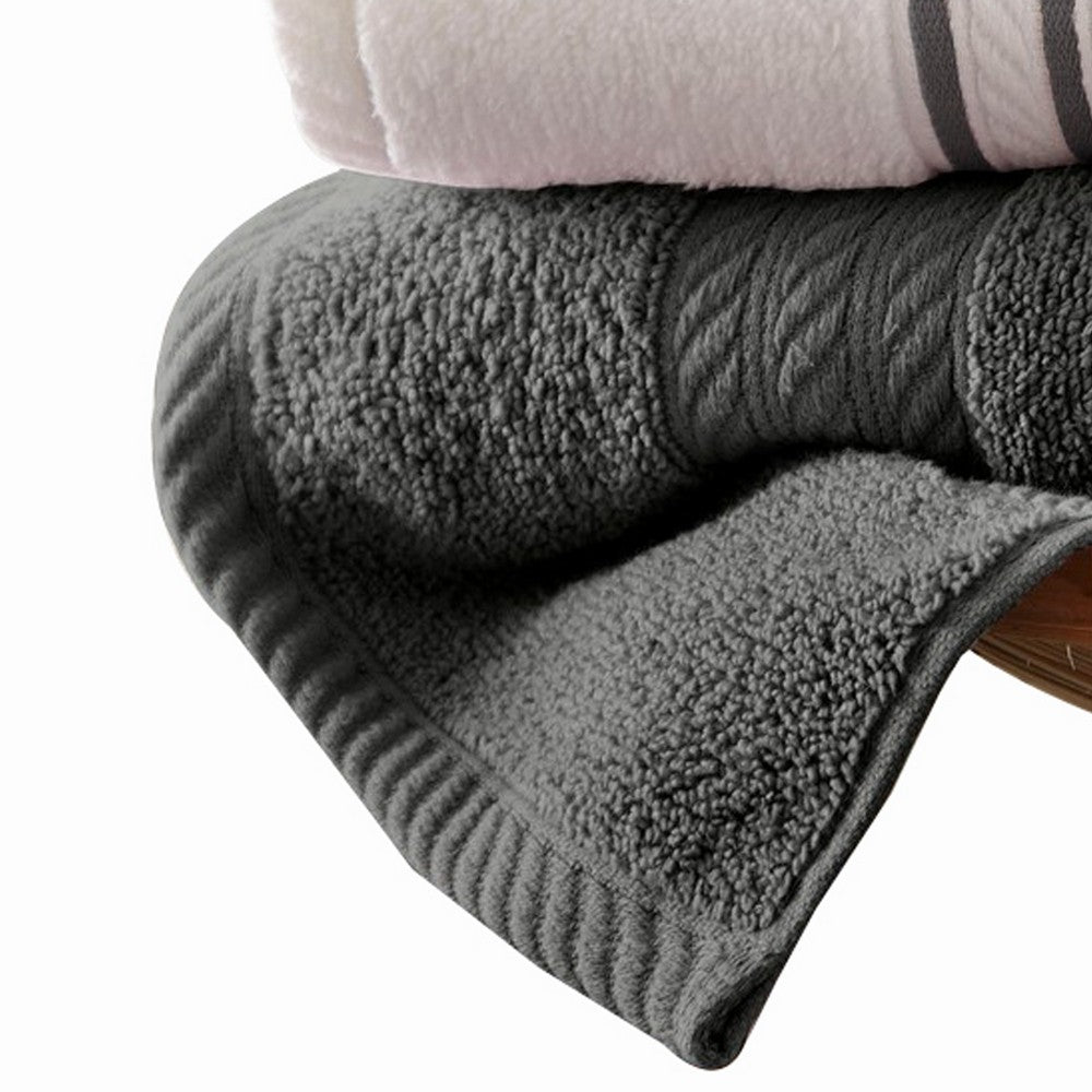 Dana 6 Piece Soft Egyptian Cotton Towel Set, Stripe Pattern, Gray White - BM284581