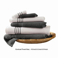 Dana 6 Piece Soft Egyptian Cotton Towel Set, Stripe Pattern, Gray White - BM284581