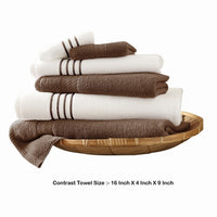 Dana 6 Piece Soft Egyptian Cotton Towel Set, Striped Pattern, Brown White - BM284583