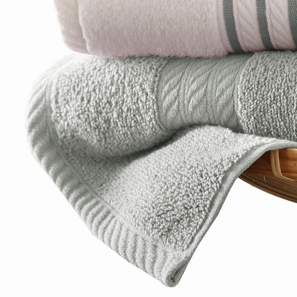 Dana 6 Piece Soft Egyptian Cotton Towel Set, Striped, Light Gray White - BM284584