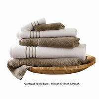 Dana 6 Piece Soft Egyptian Cotton Towel Set, Striped Pattern, Taupe, White - BM284585