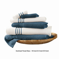 Dana 6 Piece Soft Egyptian Cotton Towel Set, Striped Pattern, Blue, White - BM284586