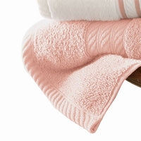 Dana 6 Piece Soft Egyptian Cotton Towel Set, Striped Pattern, Pink, White - BM284587