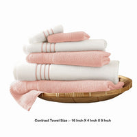 Dana 6 Piece Soft Egyptian Cotton Towel Set, Striped Pattern, Pink, White - BM284587