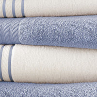 Dana 6 Piece Soft Egyptian Cotton Towel Set, Striped, Sky Blue, White - BM284588