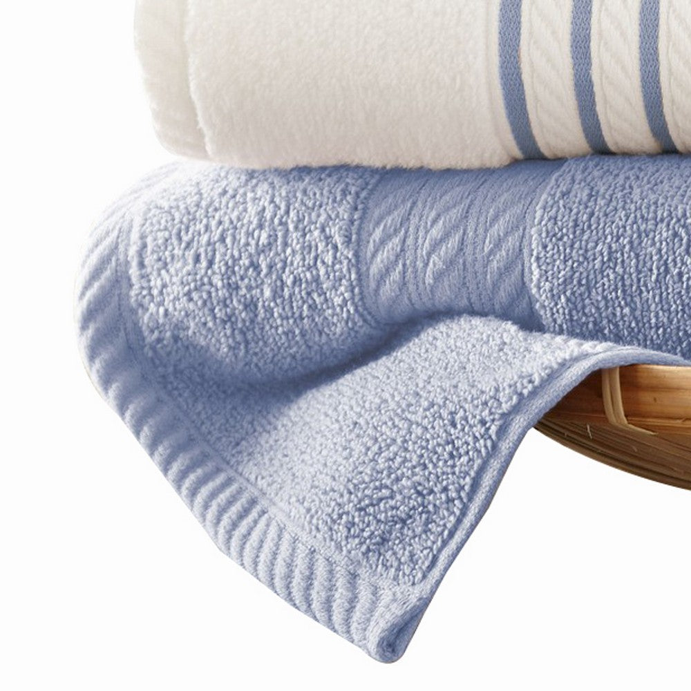 Dana 6 Piece Soft Egyptian Cotton Towel Set, Striped, Sky Blue, White - BM284588