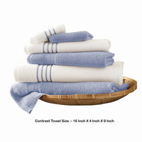 Dana 6 Piece Soft Egyptian Cotton Towel Set, Striped, Sky Blue, White - BM284588