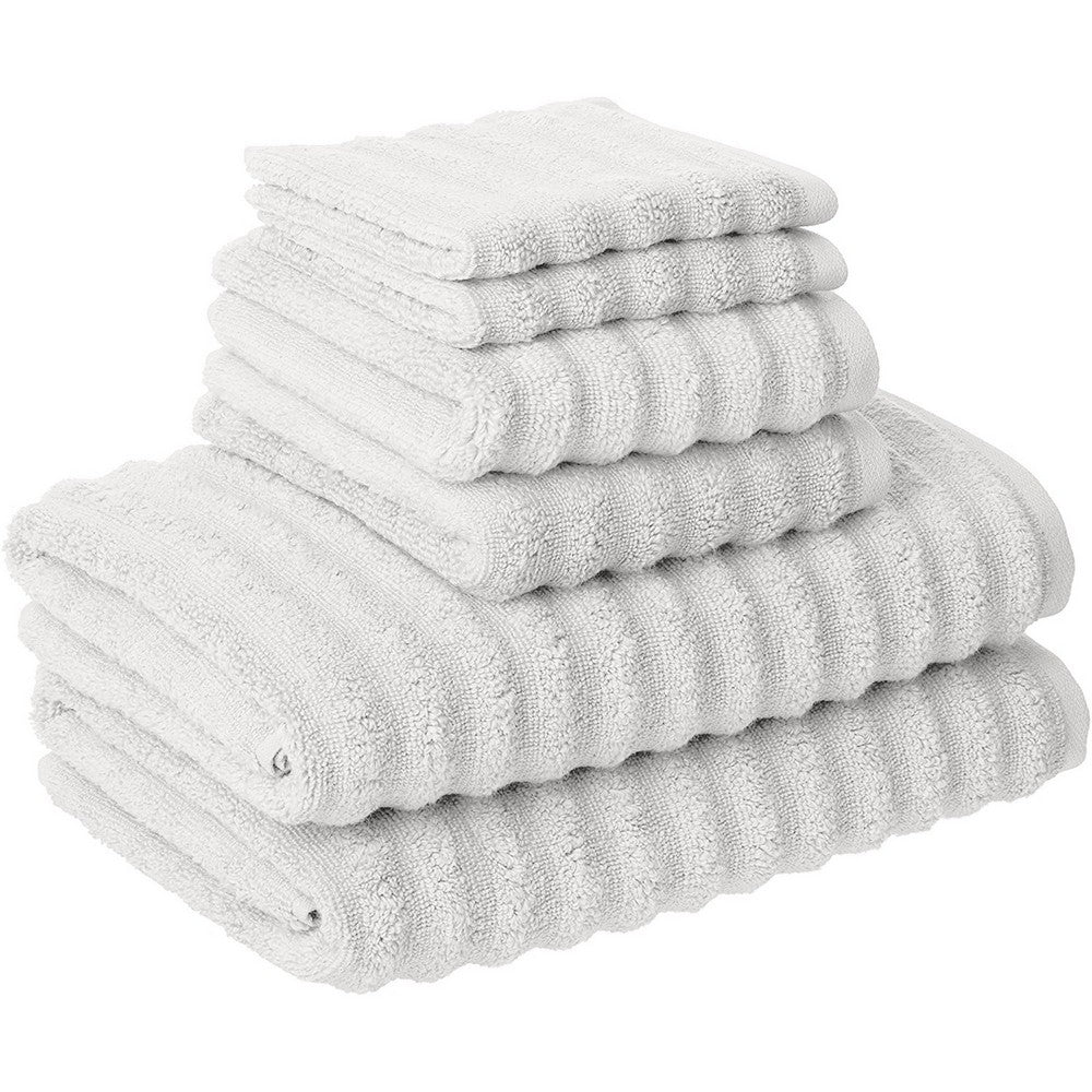 Cora 6 Piece Soft Egyptian Cotton Towel Set, Classic Textured Design, White - BM284589