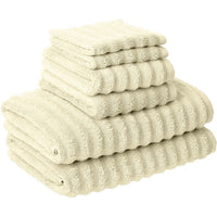 Cora 6 Piece Soft Egyptian Cotton Towel Set, Classic Textured Design, Cream - BM284590