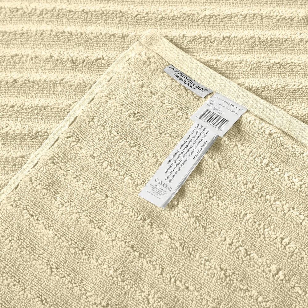 Cora 6 Piece Soft Egyptian Cotton Towel Set, Classic Textured Design, Cream - BM284590