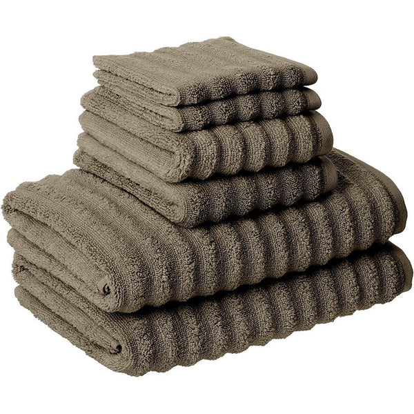 Cora 6 Piece Soft Egyptian Cotton Towel Set, Classic Textured Design, Brown - BM284591